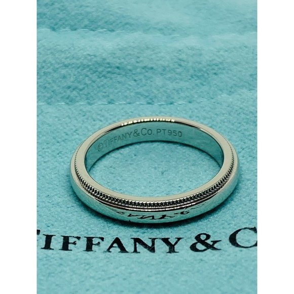 Tiffany & Co. Jewelry - TIFFANY & CO PLATINUM 950 Double MILGRAIN WEDDING BAND 3MM SIZE 4